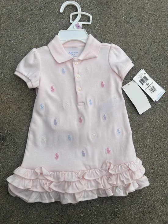 Ralph Lauren Baby Pink Ruffle Dress - Picture 1 of 5